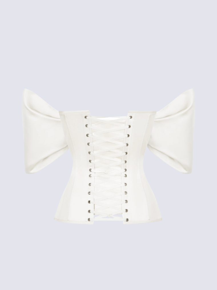 Precious Closet Sweetheart Puff Sleeve Boned Corset Top
