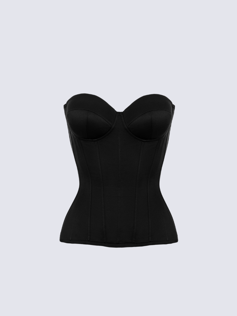 Precious Closet Black Strapless Sweetheart Bustier Corset