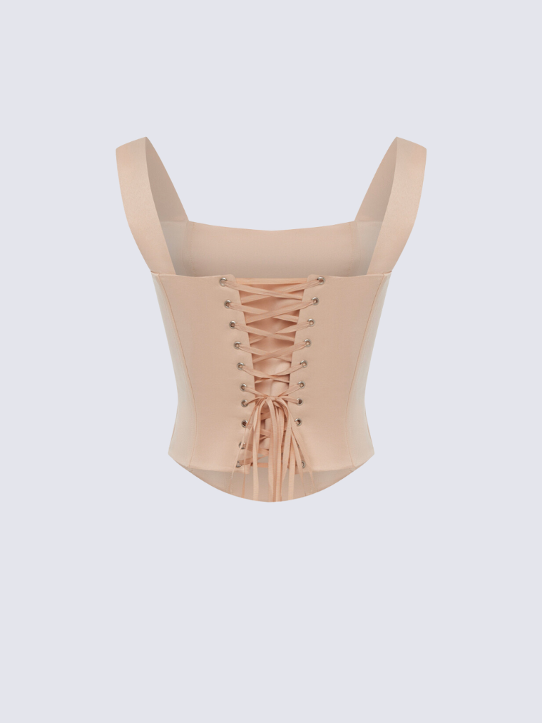 Precious Closet Beige Sia Satin Corset Top