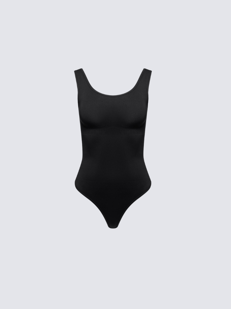 Precious Closet Black Seamless Scoop Neck Sleeveless Bodysuit