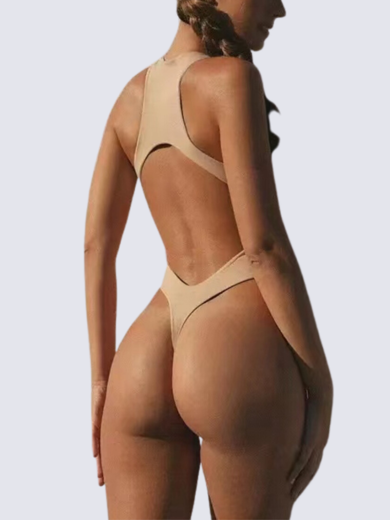 Precious Closet High Neck Cutout Back Sleeveless Bodysuit