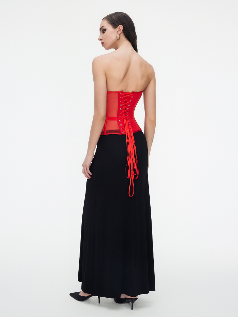 Precious Closet Rhinestone Red Corset Top