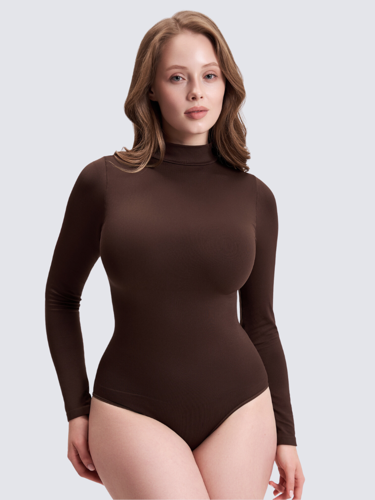 Precious Closet Mock Neck Long Sleeve Fitted Bodysuit