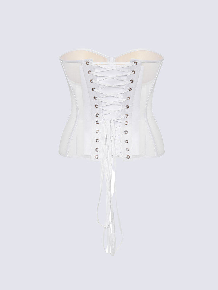 Precious Closet White Secret Form Mesh Bustier Corset