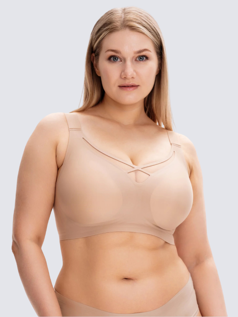 Precious Closet Mesh Cross Front Wireless Plus Size Bra