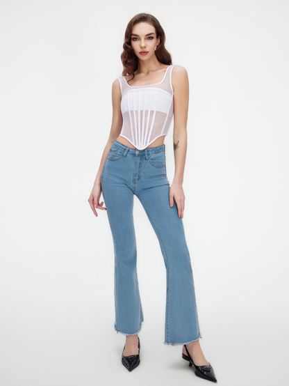 Precious Closet Black T Form Mesh Boned Corset Top