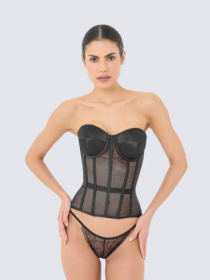 Precious Closet Black Secret Form Mesh Bustier Corset