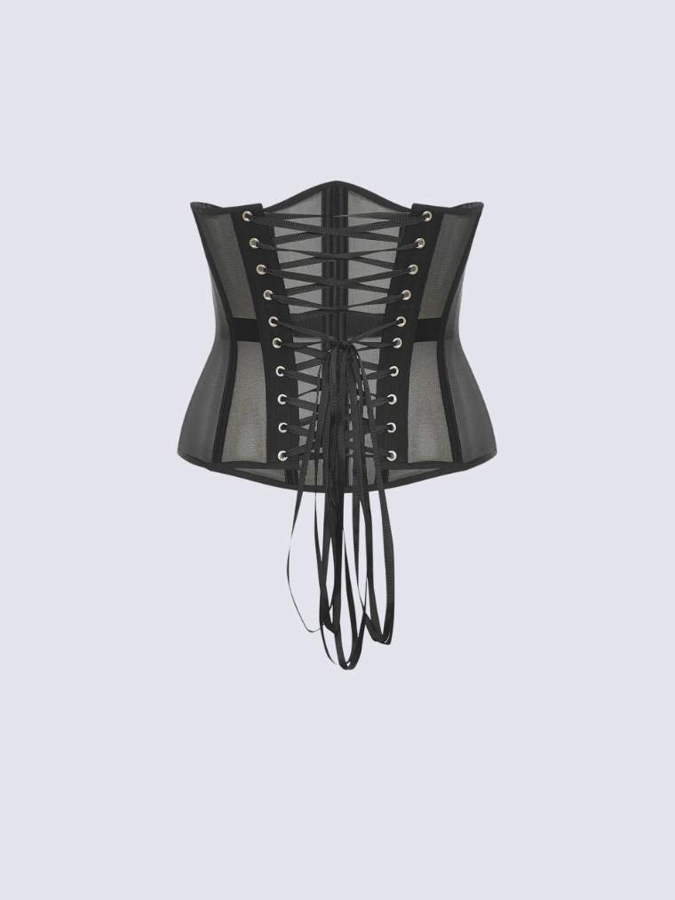 Precious Closet Sheer Mesh Boned Waist Cincher Corset Belt