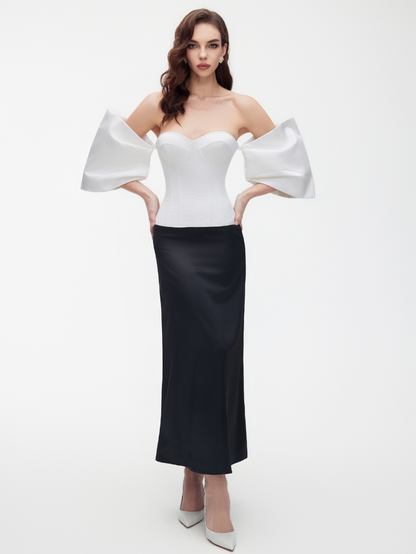 Precious Closet Black Sweetheart Flare Sleeve Corset Top