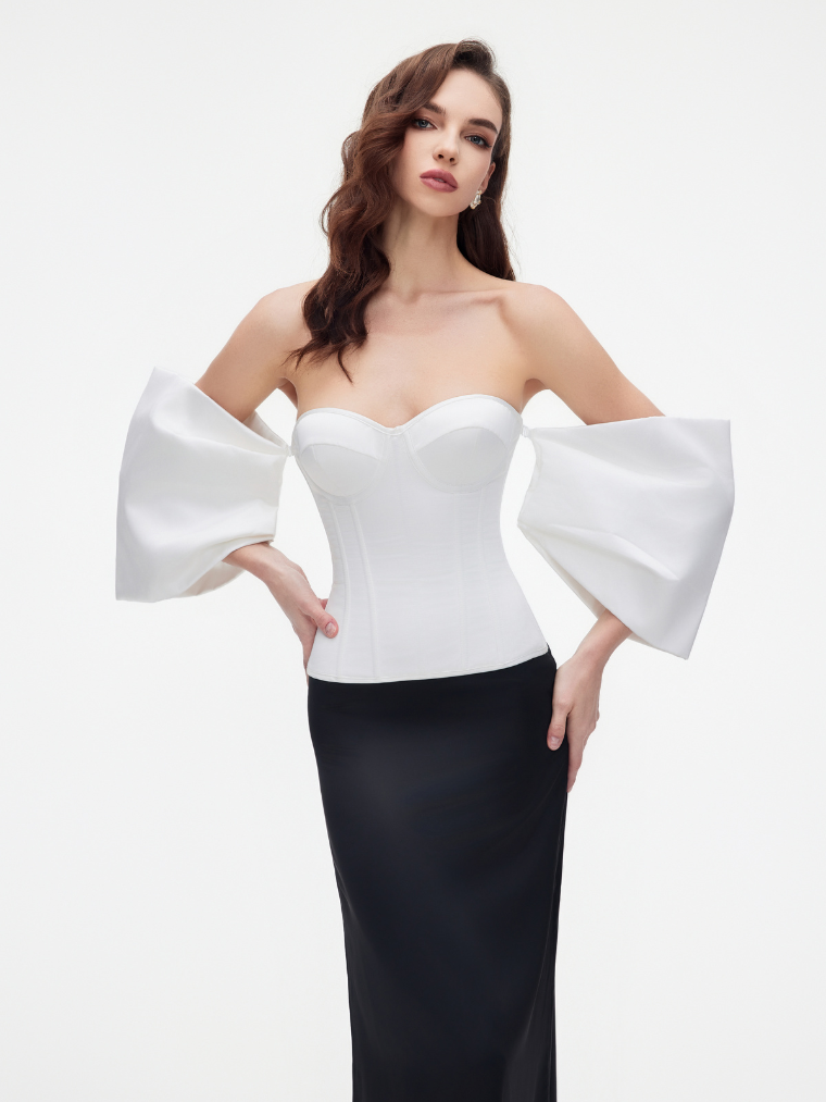 Precious Closet Sweetheart Flare Sleeve Boned Corset Top