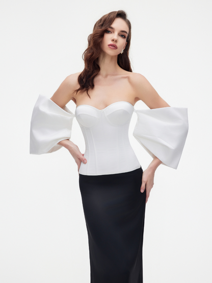 Precious Closet Sweetheart Flare Sleeve Boned Corset Top