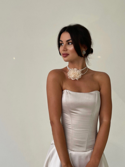 Precious Closet Satin Strapless Boned Corset Bridal Top