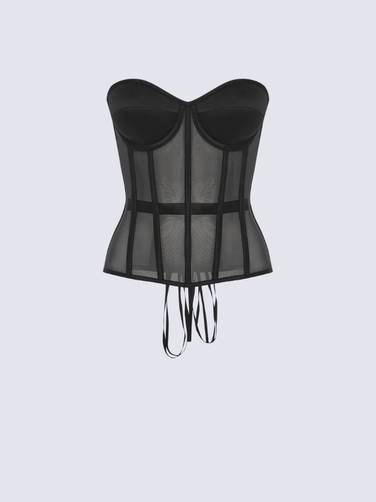 Precious Closet Black Secret Form Mesh Bustier Corset