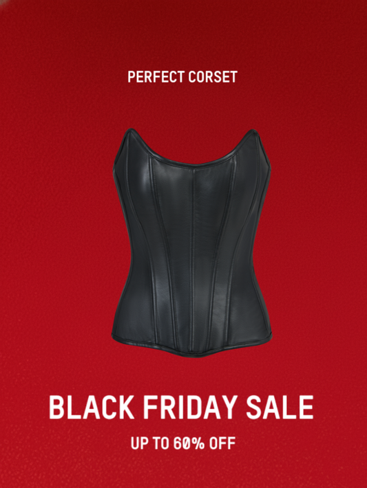 Precious Closet Black Faux Leather Strapless Boned Corset Top