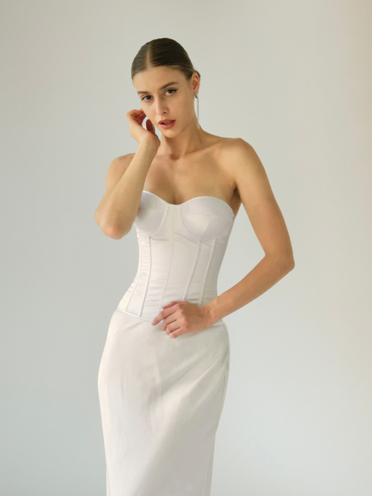 Precious Closet White Strapless Sweetheart Bustier Corset