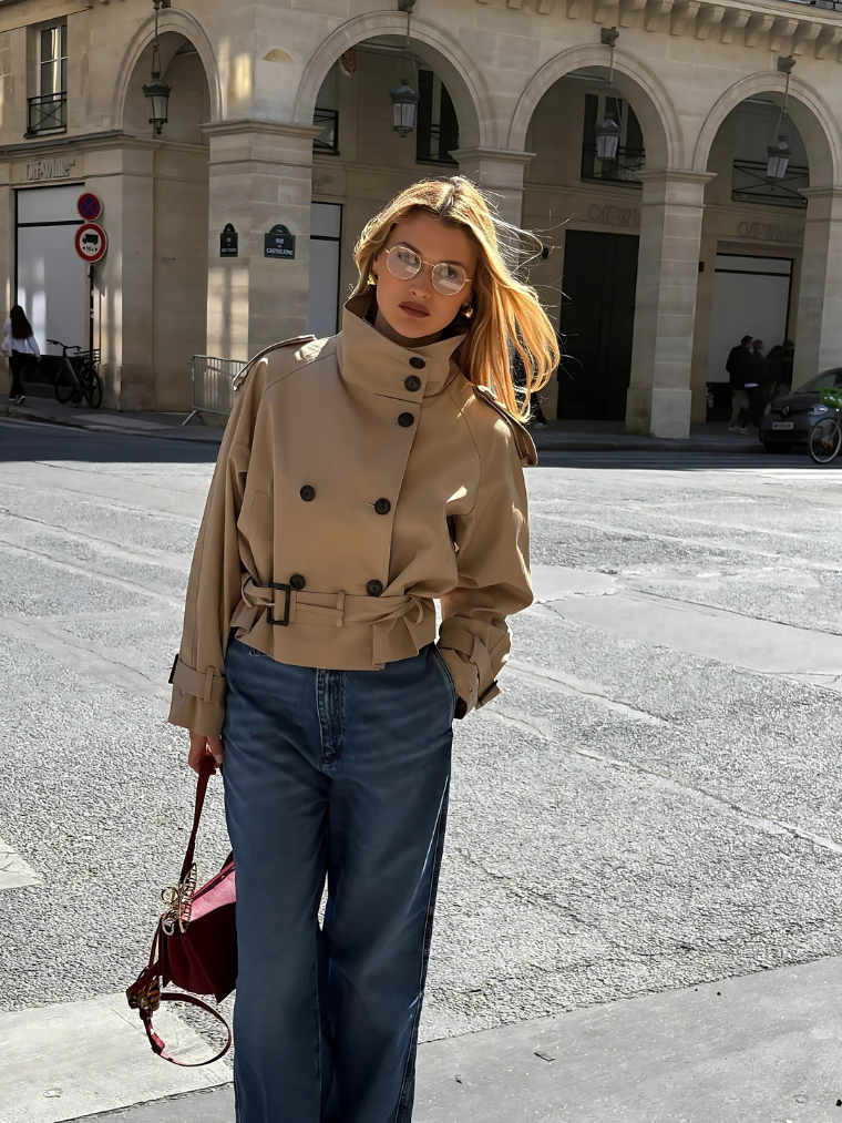 Precious Closet Cropped Belted Trench Coat Jacket
