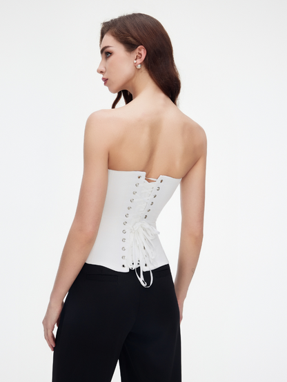 Precious Closet Satin Strapless Boned Fitted Corset Top