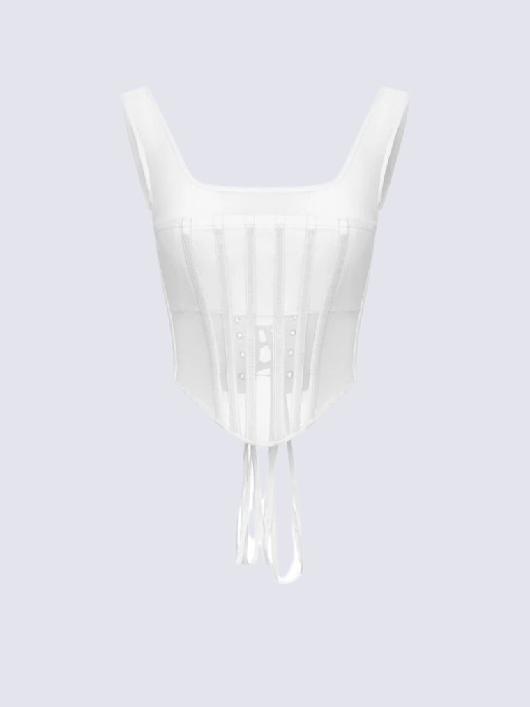Precious Closet Black T Form Mesh Boned Corset Top