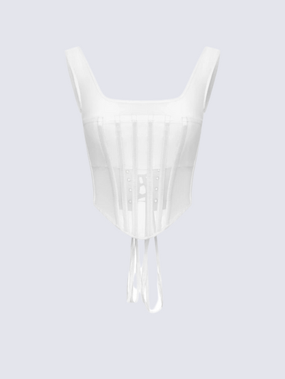 Precious Closet Black T Form Mesh Boned Corset Top