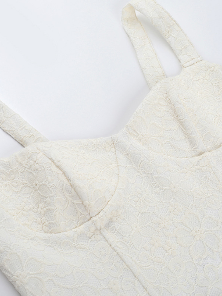 Precious Closet White Floral Lace Corset Top