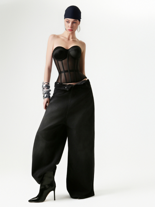 Precious Closet Secret Form Black Sheer Corset Bra