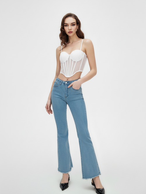 Precious Closet Sheer Mesh Bustier Corset Top