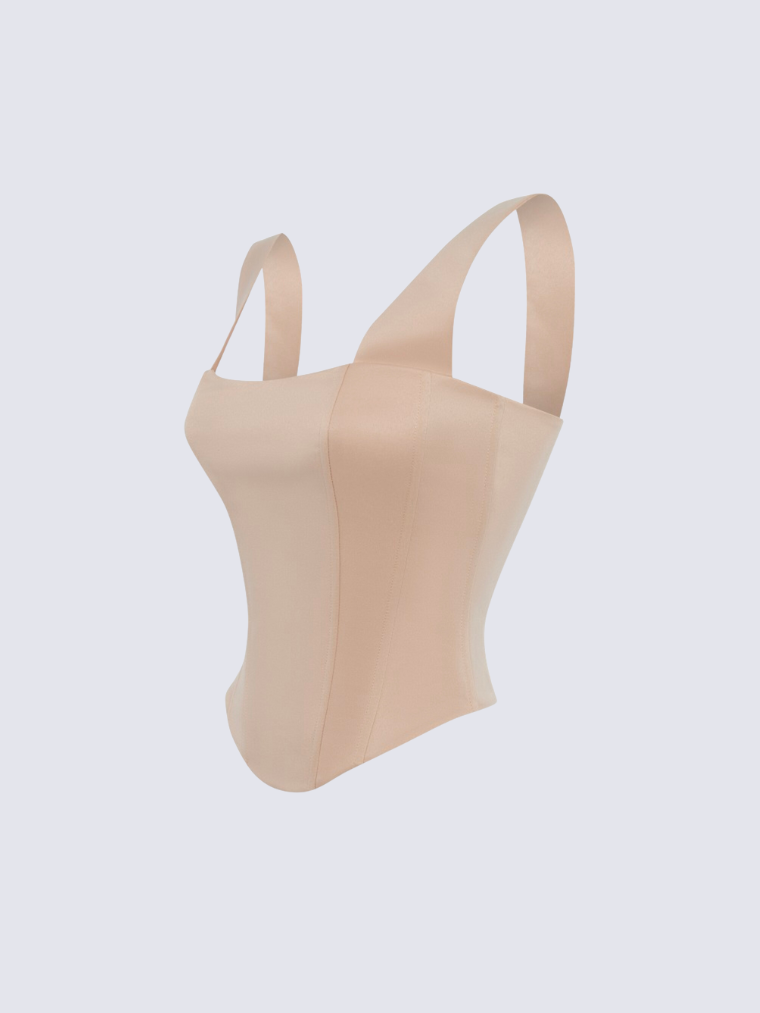 Precious Closet Beige Sia Satin Corset Top
