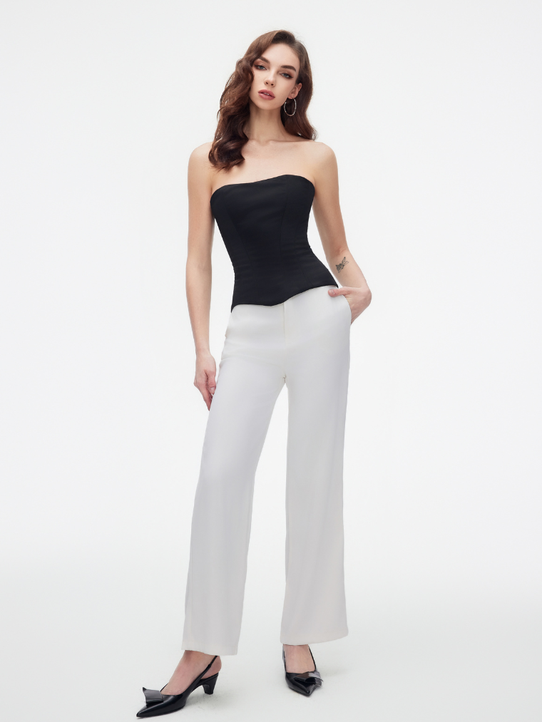 Precious Closet Satin Strapless Boned Fitted Corset Top