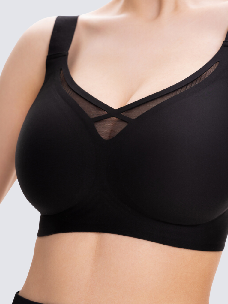 Precious Closet Mesh Cross Front Wireless Plus Size Bra