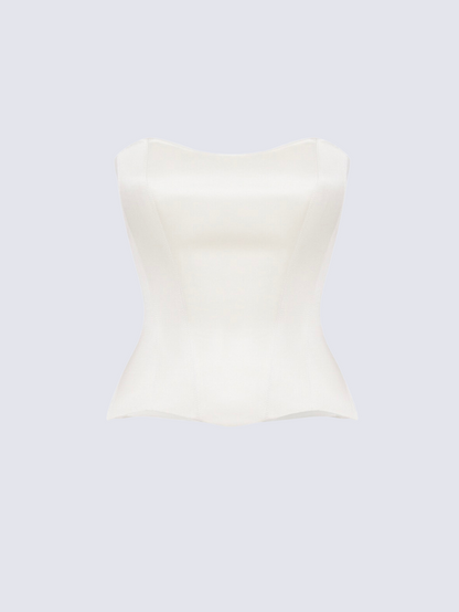 Precious Closet White Satin Strapless Corset Top