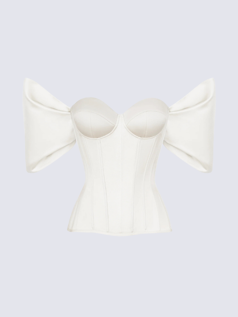 Precious Closet Sweetheart Puff Sleeve Boned Corset Top