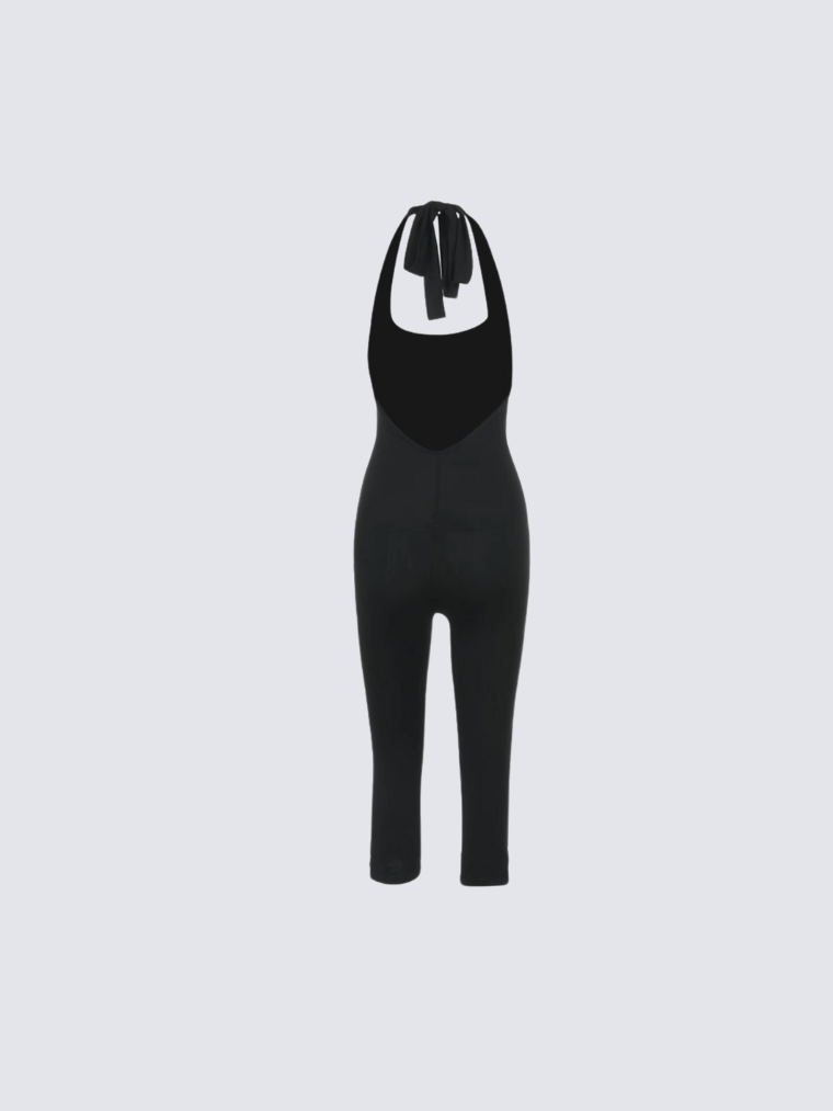 Precious Closet Halter Backless Fitted Capri Jumpsuit