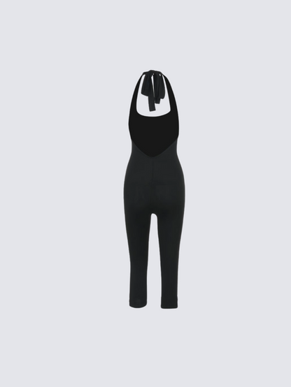 Precious Closet Halter Backless Fitted Capri Jumpsuit
