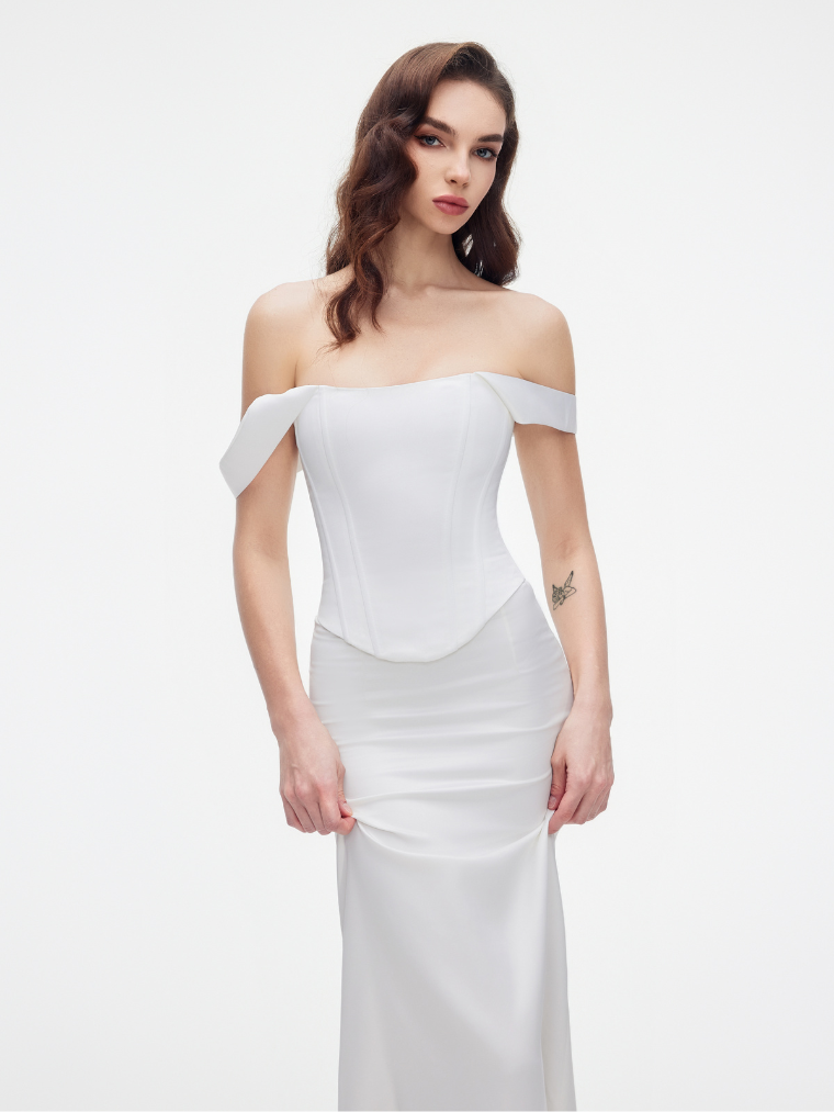 Precious Closet White Strapless Boned Corset Top