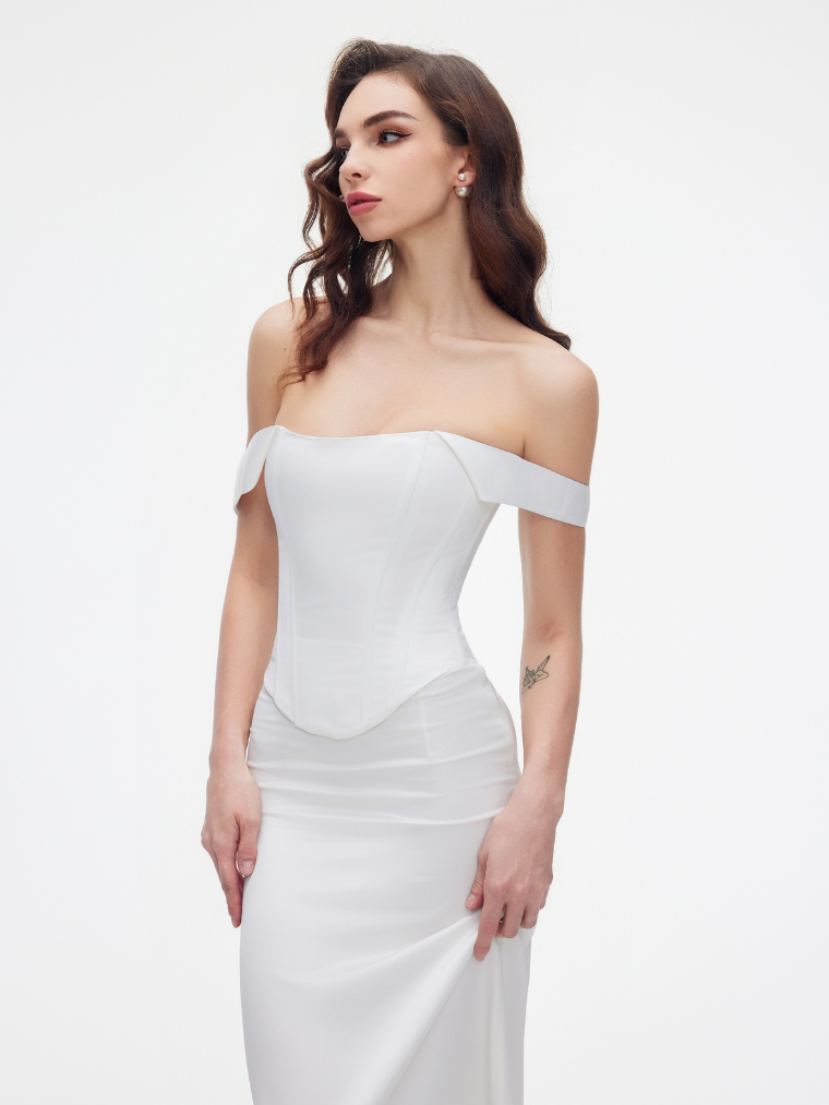 Precious Closet White Strapless Boned Corset Top