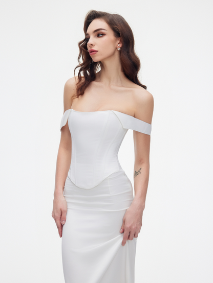 Precious Closet White Strapless Boned Corset Top