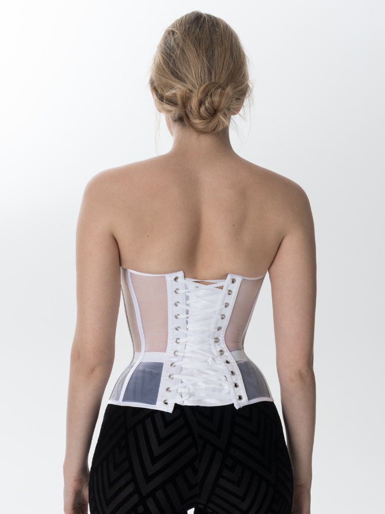 Precious Closet Black Sheer Mesh Boned Sweetheart Corset Top