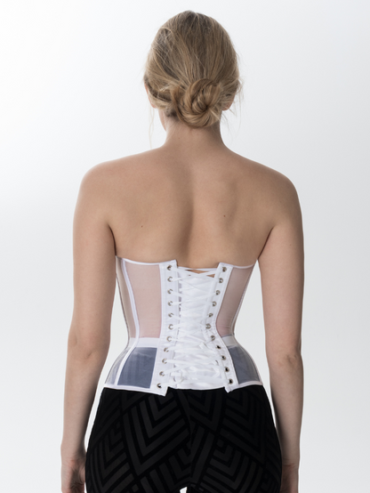 Precious Closet Black Sheer Mesh Boned Sweetheart Corset Top