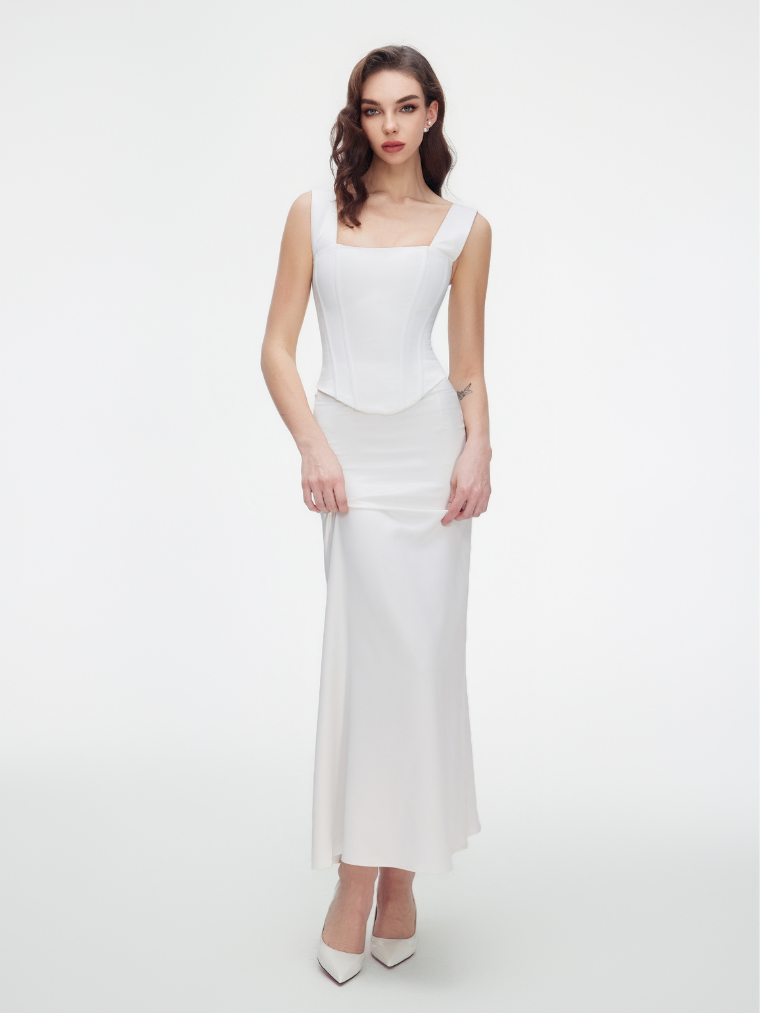 Precious Closet White Strapless Boned Corset Top