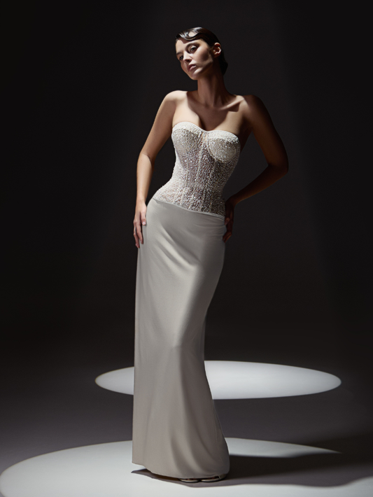 Precious Closet Shinny White Sequin Corset