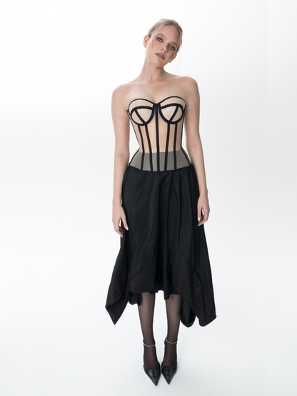 Precious Closet Beige Mesh Corset Top