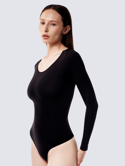 Precious Closet Scoop Neck Long Sleeve Fitted Bodysuit