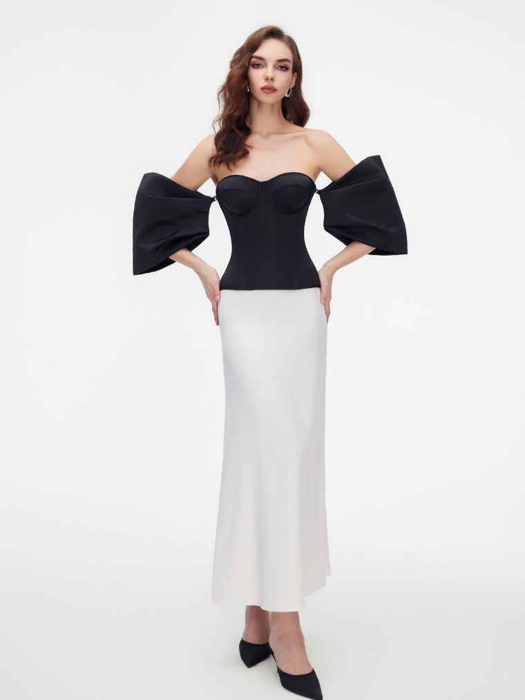 Precious Closet Sweetheart Flare Sleeve Boned Corset Top