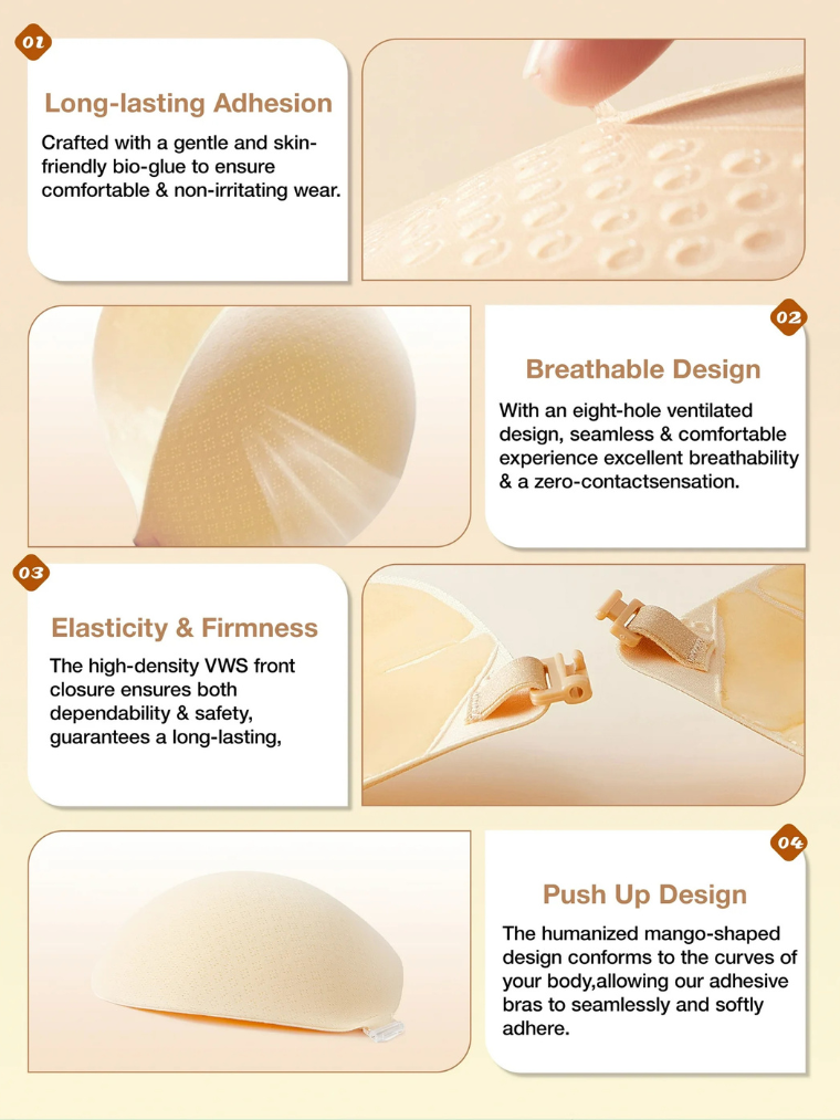 Precious Closet Nude Strapless Adhesive Backless Invisible Bra