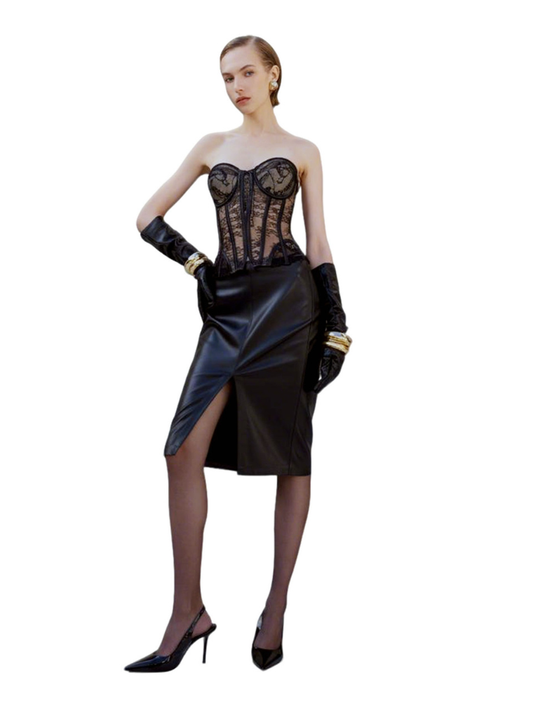 Precious Closet Black Floral Lace Corset