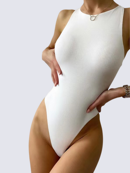 Precious Closet High Neck Cutout Back Sleeveless Bodysuit