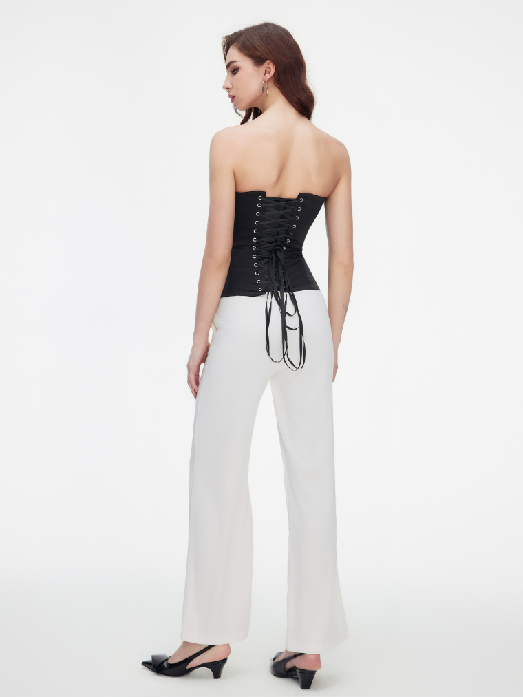 Precious Closet Satin Strapless Boned Fitted Corset Top