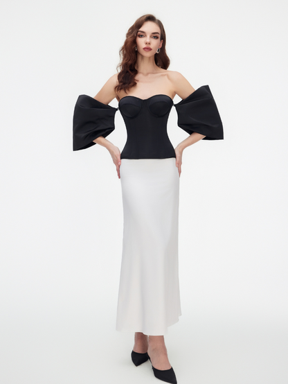 Precious Closet Black Sweetheart Flare Sleeve Corset Top
