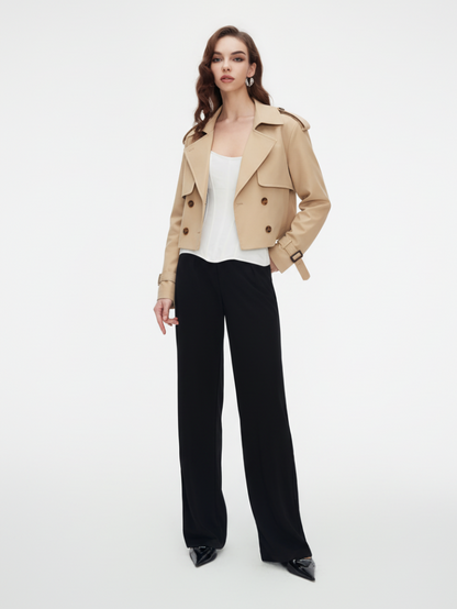 Precious Closet Cropped Belted Trench Coat Jacket