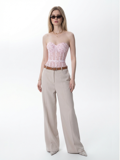Precious Closet Pink Floral Embroidered Bustier Corset